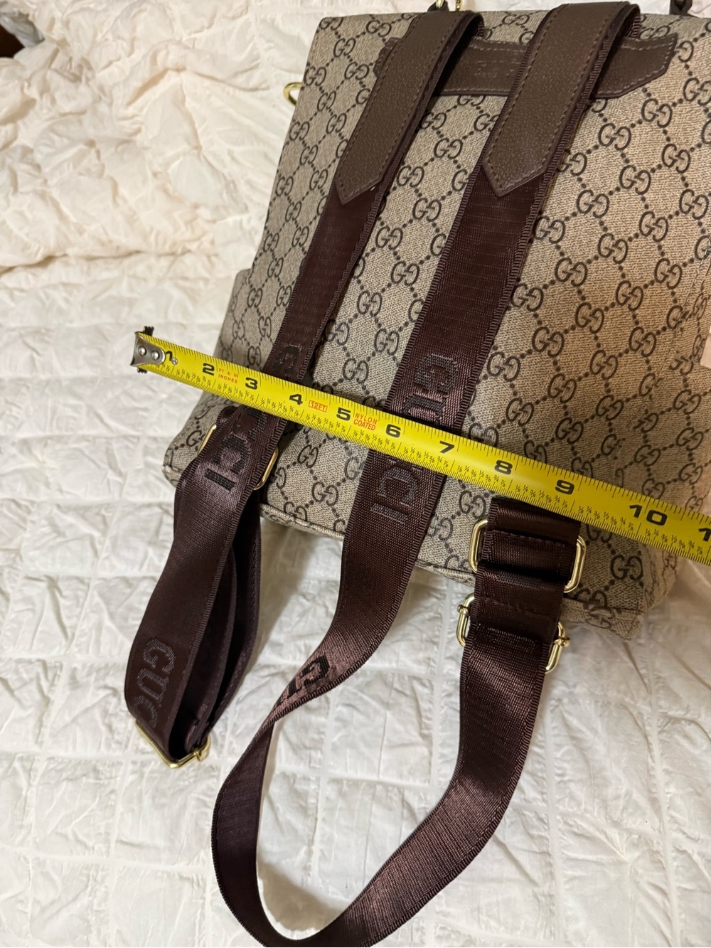 Inspired GG  Monogram Canvas Backpack with Dark Leather Handle - Picture 4 of 4